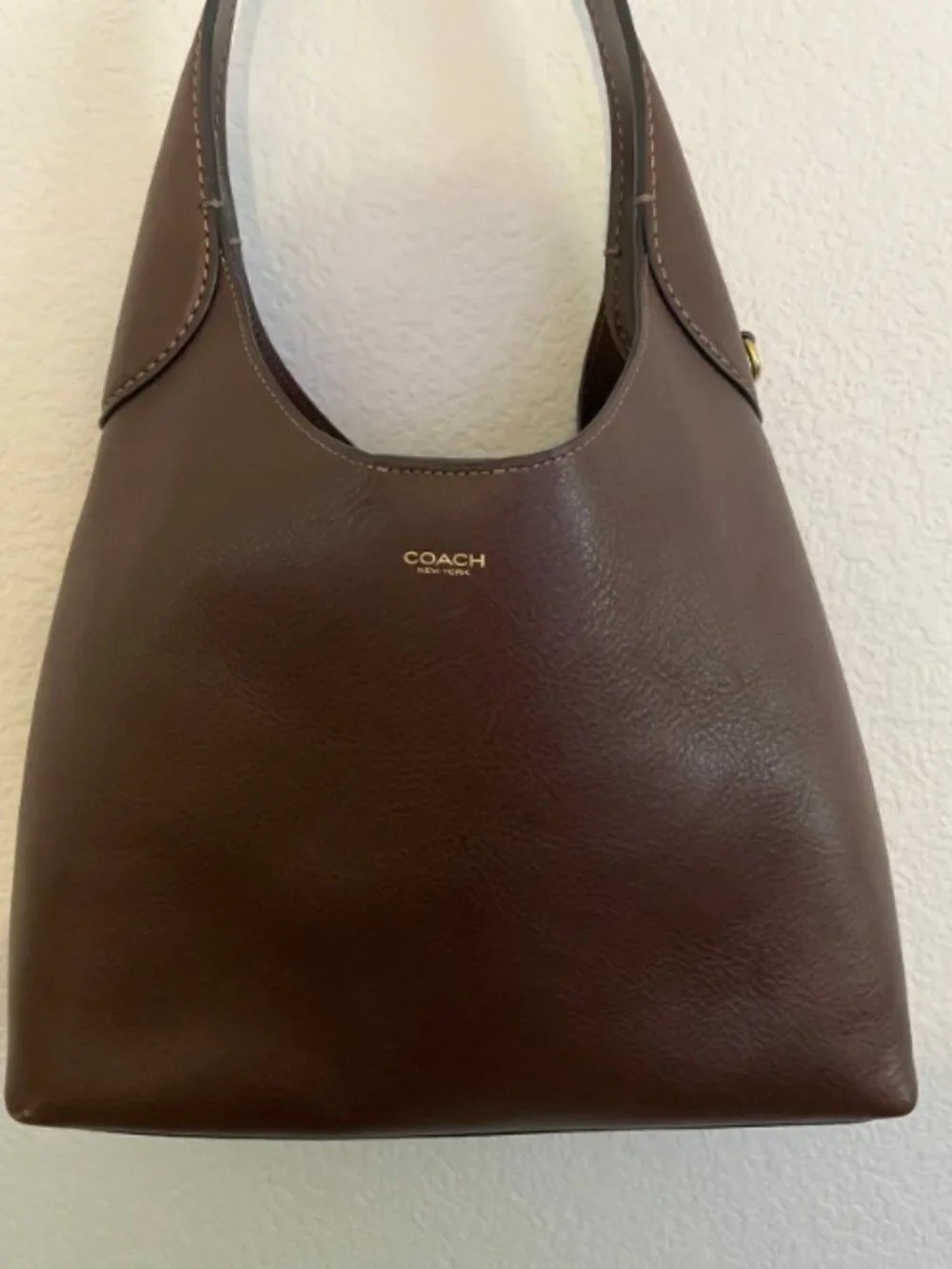 Coach Brown Leather Shoulder Bag Tote Purse Gold Logo Excellent Condition